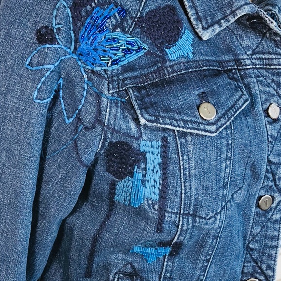 Anthro  Pilcro Sequined Denim Jacket Size XL - Picture 6 of 8